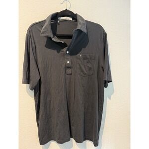 CRIQUET Austin Embroidered‎ Logo L Pocket Golf Polo Shirt Black